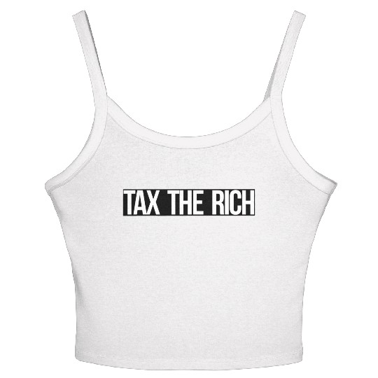 Tax The Rich white on black Women's Spaghetti Strap Tank Top