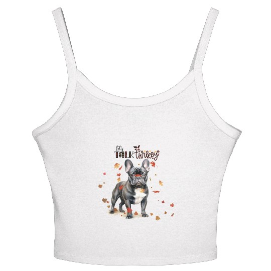 Black French Bulldog Funny Thanksgiving Dog Women's Spaghetti Strap Tank Top