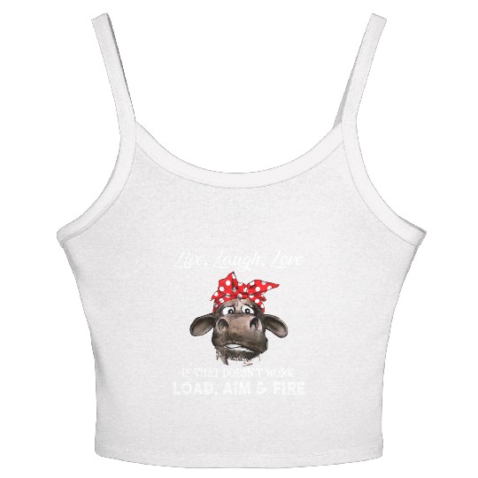 Live Laugh Love Cow Farmer Women's Spaghetti Strap Tank Top