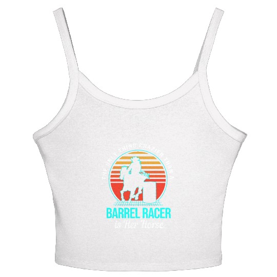 Funny Cowgirl Barrel Racing Horseback Crazier Women's Spaghetti Strap Tank Top