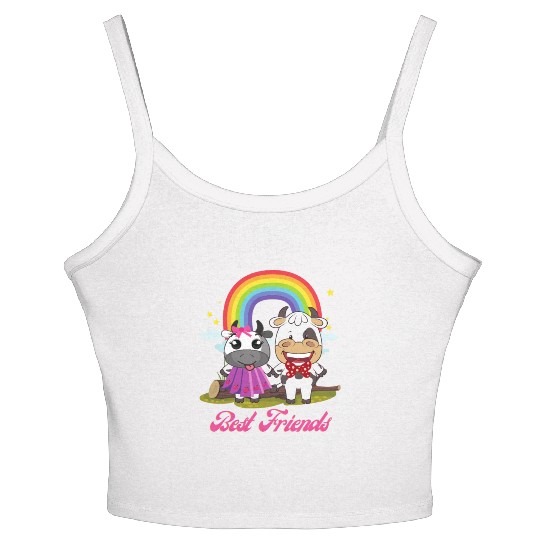Cow Mooey Cute Strawberry Cow Best Friends Women's Spaghetti Strap Tank Top