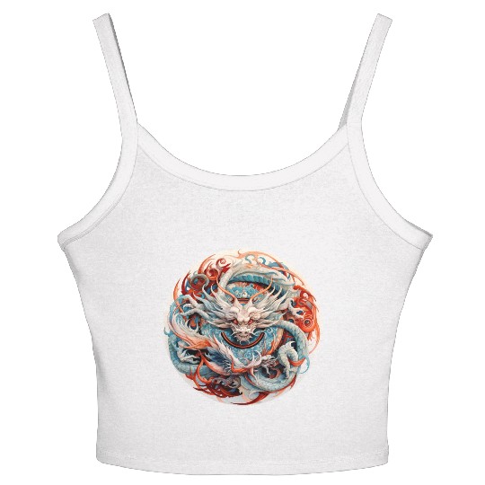 Chinese Dragon Mandala Art Women's Spaghetti Strap Tank Top