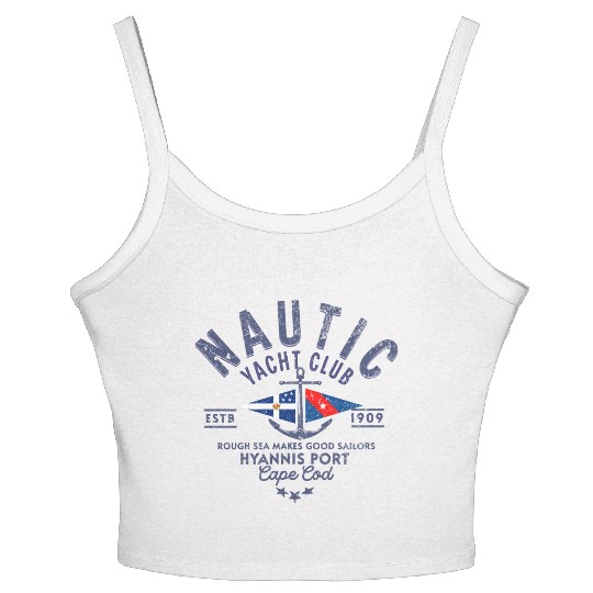 Nautic Yacht Club Emblem Design Women's Spaghetti Strap Tank Top