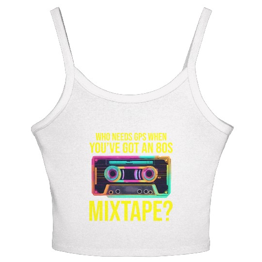 Neon '80s Cassette Tape: Nostalgic Retro Vibes Women's Spaghetti Strap Tank Top