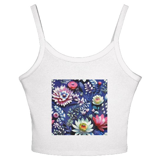 Midnight Floralscape Women's Spaghetti Strap Tank Top