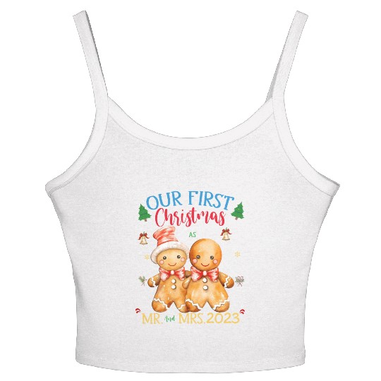 gingerbread couple first Christmas Mr. and Mrs. Women's Spaghetti Strap Tank Top