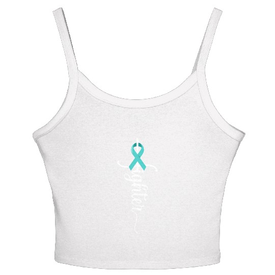 Fighter Christian Cross Warrior Ovarian Cancer Women's Spaghetti Strap Tank Top