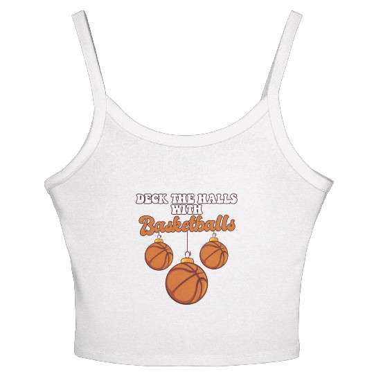 Basketball Player Coach Christmas Balls Deck The Women's Spaghetti Strap Tank Top