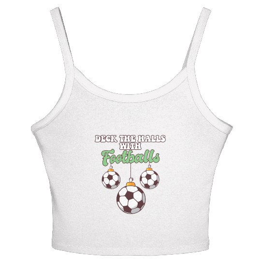Football Player Coach Christmas Balls Deck The Women's Spaghetti Strap Tank Top