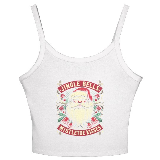 Jingle Bells Mistletoe Kisses Women's Spaghetti Strap Tank Top