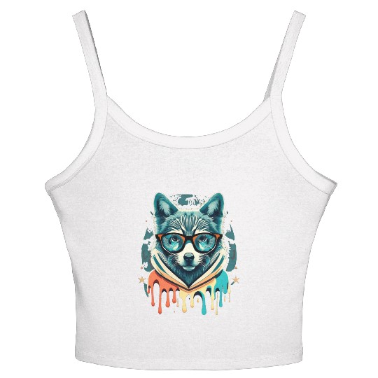 Hipster Wolf Drip Women's Spaghetti Strap Tank Top