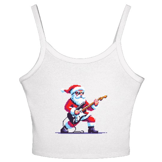 Rocking Santa 8-Bit Pixel Art Women's Spaghetti Strap Tank Top
