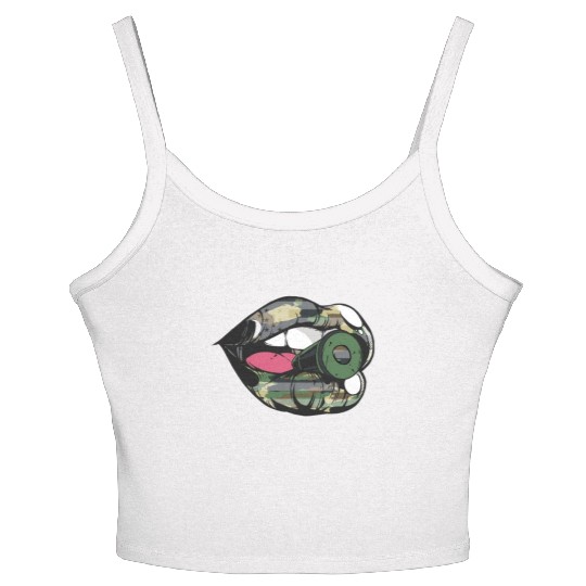 US Armed Forces Military Lip Bullet Army First Res Women's Spaghetti Strap Tank Top