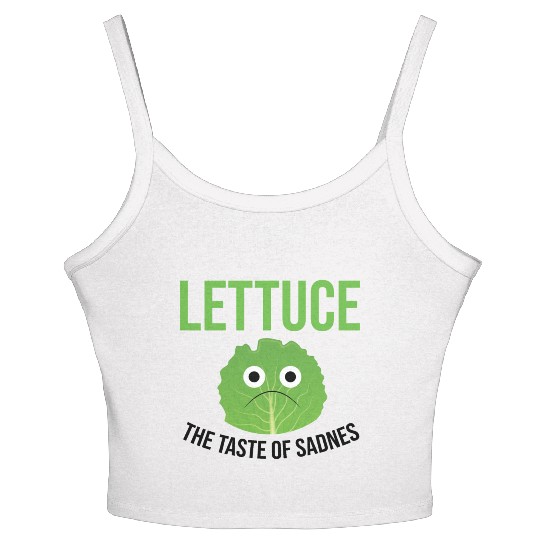 Lettuce The Taste of Sadness Funny Vegan Green FF Band Women's Spaghetti Strap Tank Top