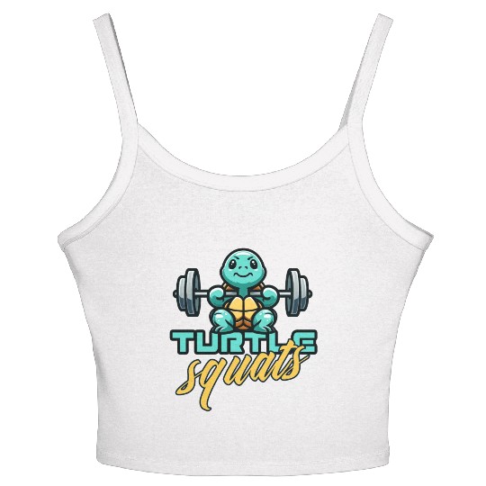 Turtle squats funny gym animals Women's Spaghetti Strap Tank Top