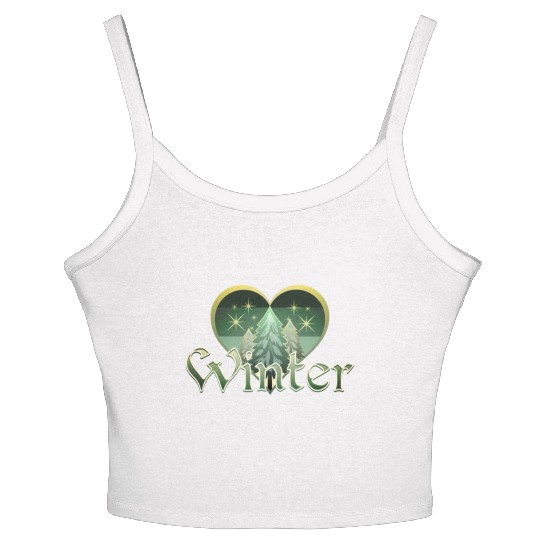 Winter Heart Evergreen Retro Sunset Women's Spaghetti Strap Tank Top