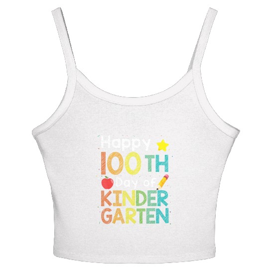 Cute 100 Days Of Kindergarten Teacher Colorful Women's Spaghetti Strap Tank Top