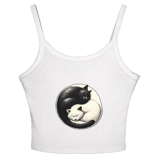 Yin and yang cats sleeping Women's Spaghetti Strap Tank Top
