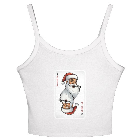 Santa Playing Card for Christmas Women's Spaghetti Strap Tank Top