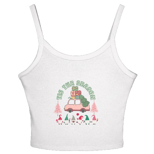 Tis The Season Xmas vintage art Women's Spaghetti Strap Tank Top