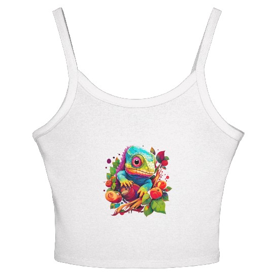 Cute Chameleon for Lizard Pet Lover Women's Spaghetti Strap Tank Top