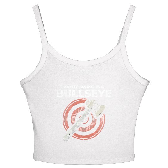 Axe Throwing Axe Thrower Lumberjack Funny Bullseye Women's Spaghetti Strap Tank Top