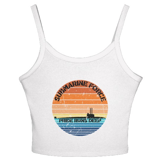 Sunset Navy Submarine Force Pride Runs Deep Women's Spaghetti Strap Tank Top