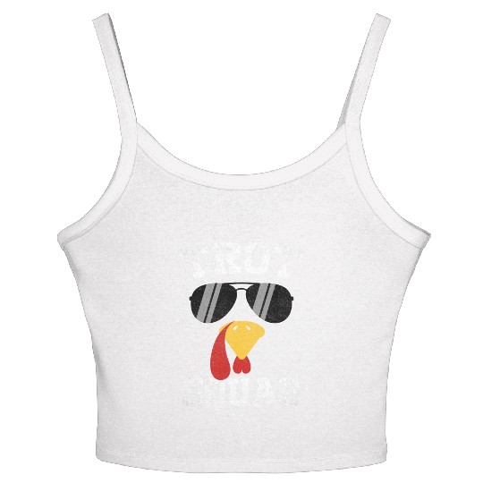 Running Turkey Sunglasses Trot Squad Thanksgiving Women's Spaghetti Strap Tank Top