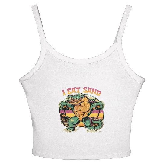 I Eat Sand and Muscular Crocodile Women's Spaghetti Strap Tank Top