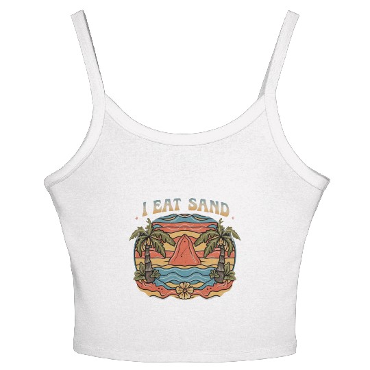 Groovy Psychedelic I Eat Sand and Desert Island Women's Spaghetti Strap Tank Top