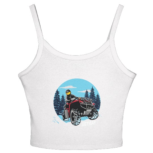 ATV/Quad "Winter Riding" style logo. By "Hey Day" Women's Spaghetti Strap Tank Top