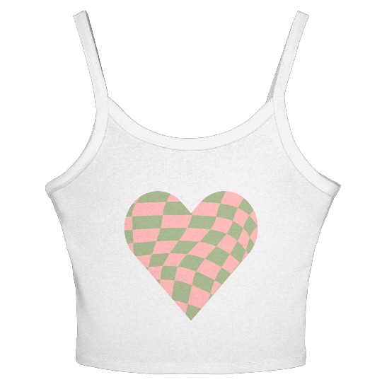 Checkered Heart Women's Spaghetti Strap Tank Top