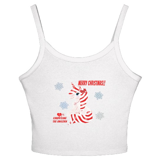 "Candy Cane the Unicorn" (Snowflake Snuggliezz) Women's Spaghetti Strap Tank Top