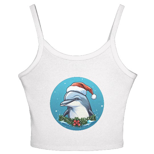 Dolphin Christmas Women's Spaghetti Strap Tank Top