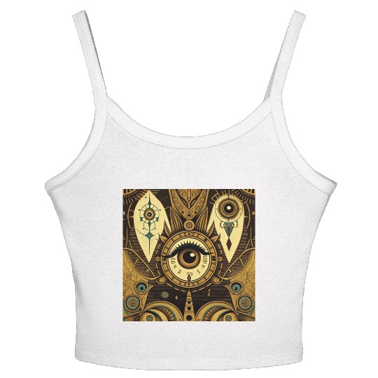 Abstract New Age 1920s Steampunk Design Women's Spaghetti Strap Tank Top