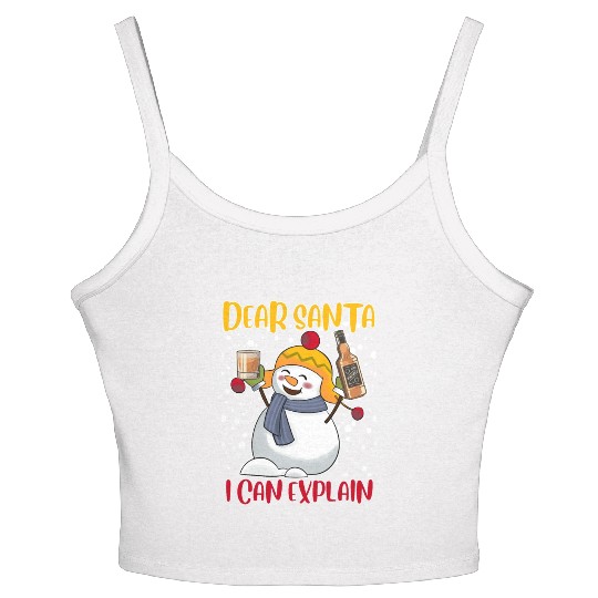 Snowman Dear Santa I can Explain Funny Women's Spaghetti Strap Tank Top