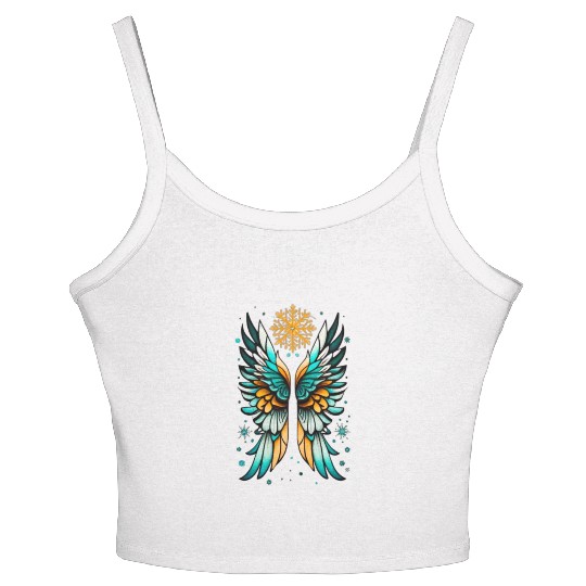 Angel Wings Embracing Snowflakes Women's Spaghetti Strap Tank Top