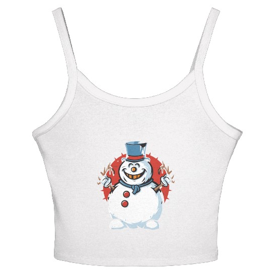 frosty snowman creepy Women's Spaghetti Strap Tank Top