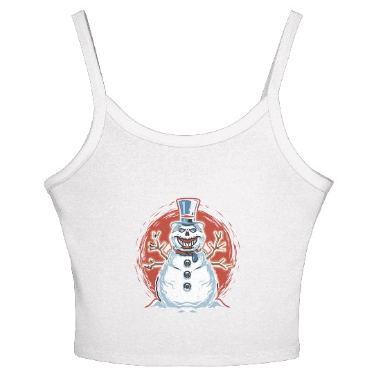 frosty snowman creepy Women's Spaghetti Strap Tank Top