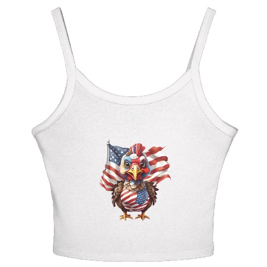 Thanksgiving Pride: Turkey Adorned with Flag Women's Spaghetti Strap Tank Top