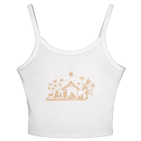 Nativity Scene with Mary Joseph Baby Jesus Women's Spaghetti Strap Tank Top