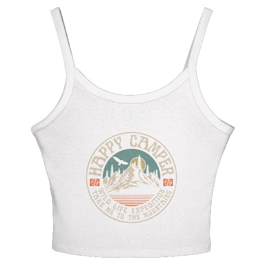 HAPPY CAMPER VINTAGE MOUNTAINS Women's Spaghetti Strap Tank Top
