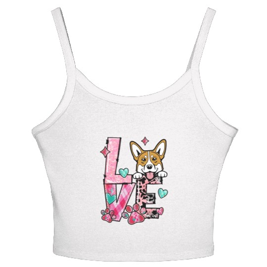 Corgi Dog I Love My Dog Valentines Day Women's Spaghetti Strap Tank Top