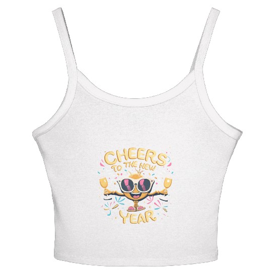 NYE Festive Cheers To The New Year Traditional Women's Spaghetti Strap Tank Top