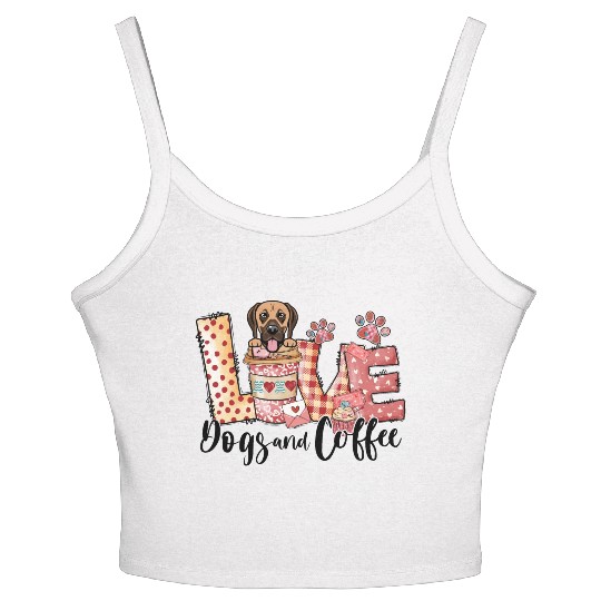Great Dane Dog Coffee Lover Dog Mom Valentines Day Women's Spaghetti Strap Tank Top