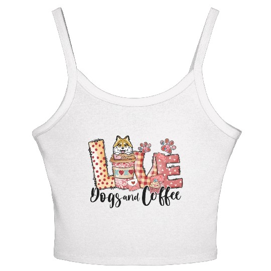 Pomeranian Dog Coffee Lover Dog Mom Valentines Da Women's Spaghetti Strap Tank Top