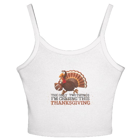 Football and turkey thanksgiving tees Women's Spaghetti Strap Tank Top