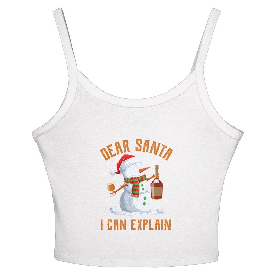 Snowman Dear Santa I can Explain Funny Snow Women's Spaghetti Strap Tank Top