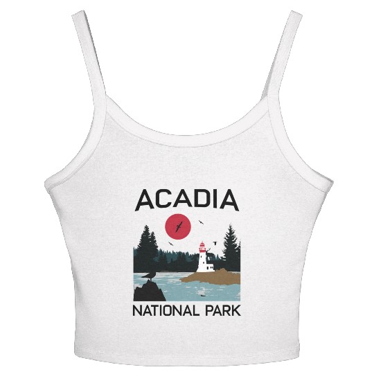 Acadia National Park 80s Maine Mount Island Women's Spaghetti Strap Tank Top