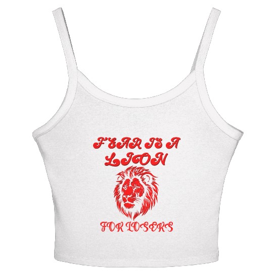 Defeating Fear with Courageous Lion Graphic. Women's Spaghetti Strap Tank Top